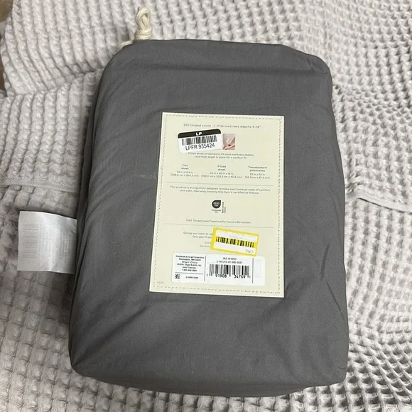 Casaluna Charcoal Supima Percale Sheet Set - Picture 2 of 4